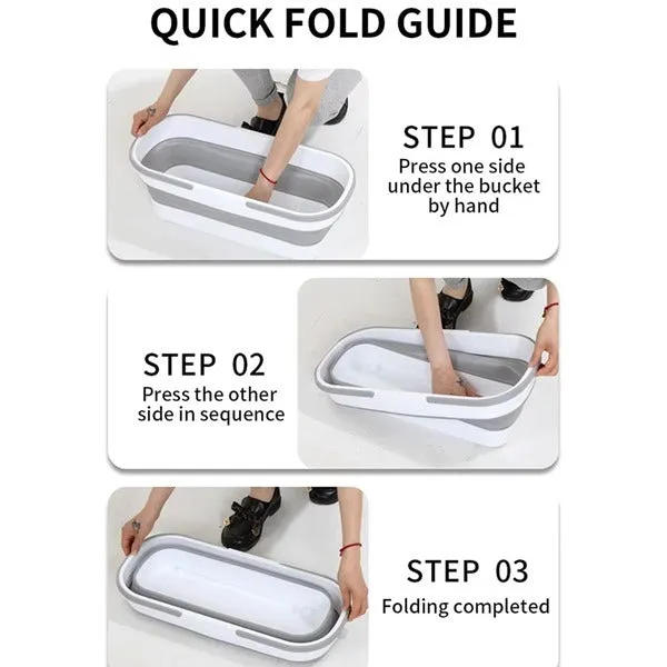 Portable Foldable Bucket, Collapsible Plastic Bucket For House Cleaning, Camping, Multi-Purpose Rectangular Handy Basket For Cleaning Mop
