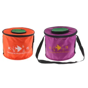 Portable Foldable Canvas Fishing Bucket Live Fish Water Storage Outdoor Camping Water Bag with Mesh Cover Fishing Accessories