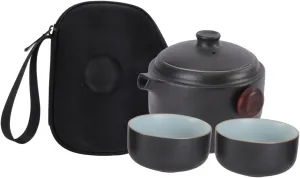 Portable Kung Fu Tea Set Ceramic Teapot Cups Travel Friendly Design with Heat Insulation for Home Use the Saving Storage Bag Included