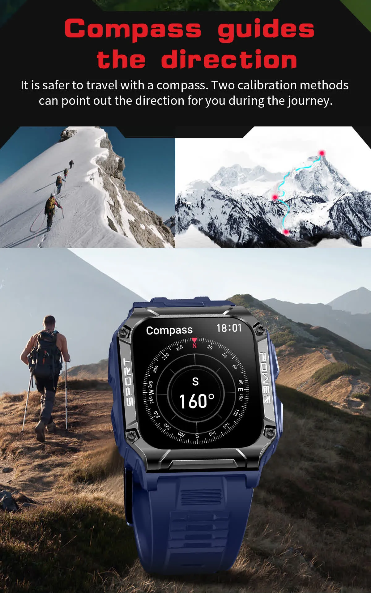 PowerSport 1.95in (50mm) Smart Watch | Large Screen | Waterproof IP68