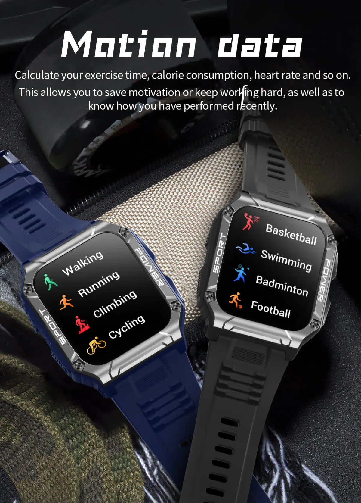 PowerSport 1.95in (50mm) Smart Watch | Large Screen | Waterproof IP68