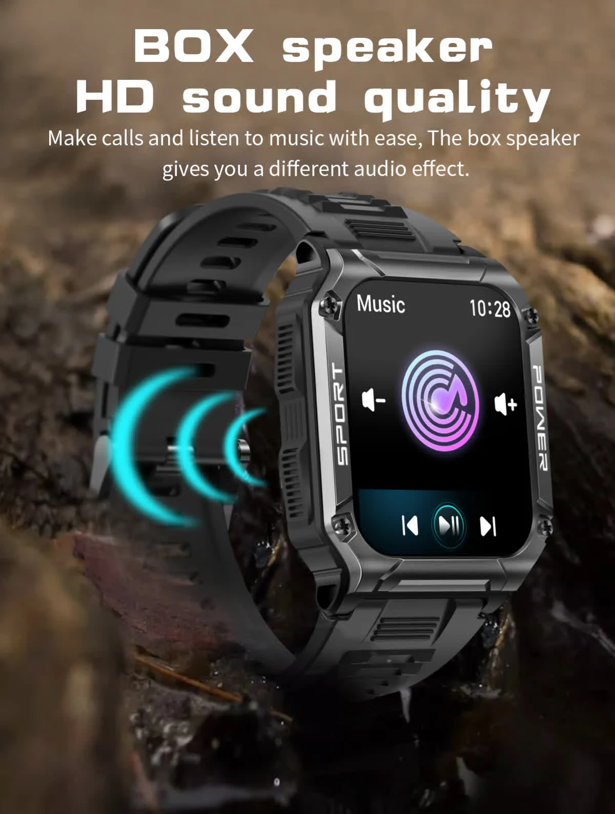 PowerSport 1.95in (50mm) Smart Watch | Large Screen | Waterproof IP68