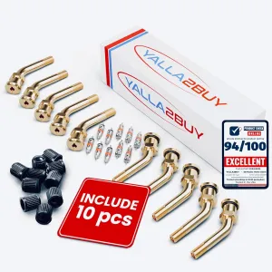 Premium 10 Packs Truck Tire Valve Stems Brass Extender Caps Tubeless Compatible Wheels Semi Extensions Wheel Air Adapter Tool Kit Dually Stainless 60 Degree Trailer Heavy Tools Pressure