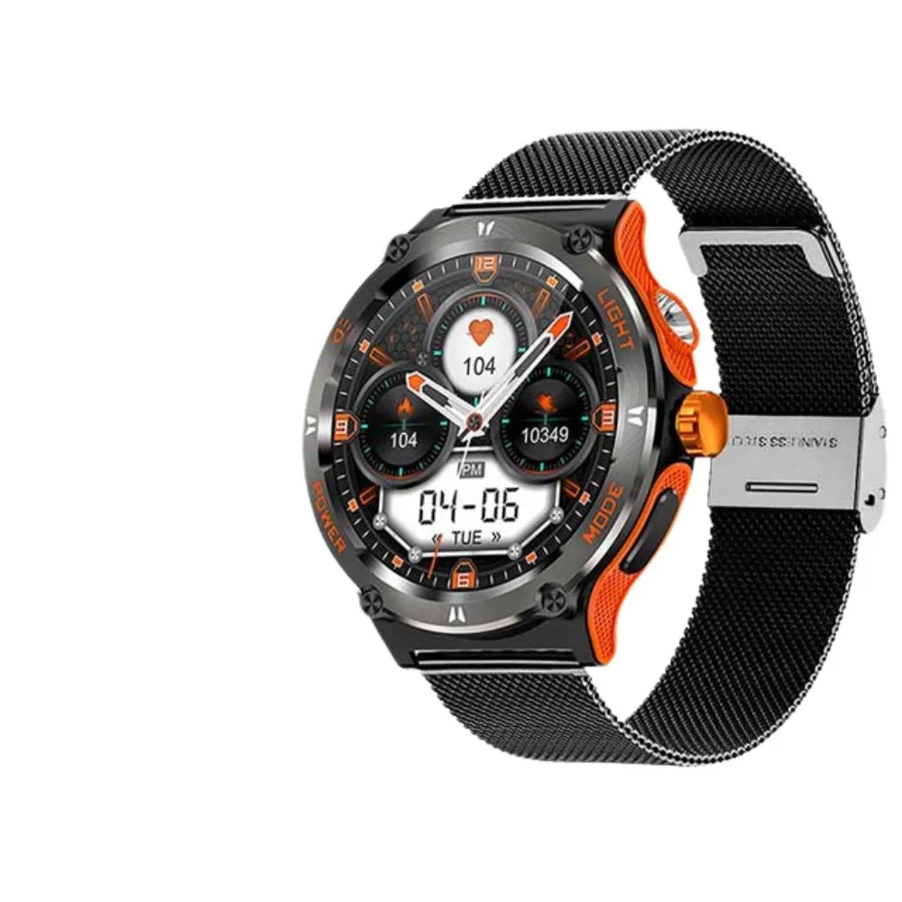 Premium Rugged Military Smartwatch for Men – 1.53" AMOLED, Bluetooth Call, GPS Tracker, 500mAh, 3ATM Waterproof, Outdoor Compass, Health Monitoring, Fitness Tracker