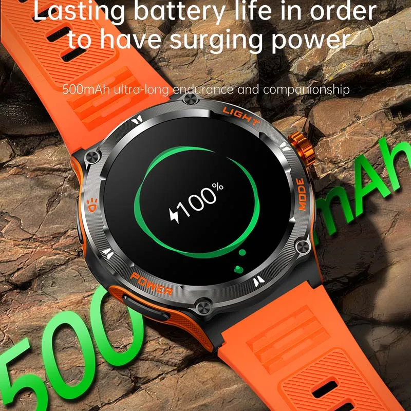 Premium Rugged Military Smartwatch for Men – 1.53" AMOLED, Bluetooth Call, GPS Tracker, 500mAh, 3ATM Waterproof, Outdoor Compass, Health Monitoring, Fitness Tracker