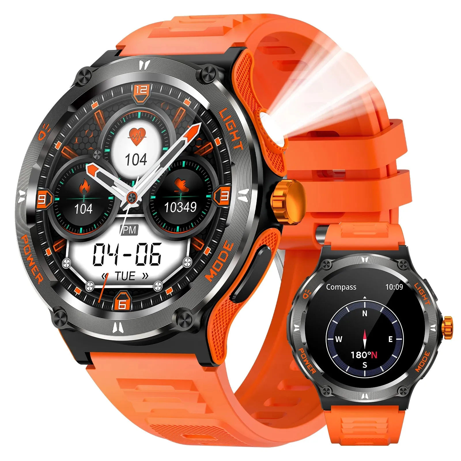 Premium Rugged Military Smartwatch for Men – 1.53" AMOLED, Bluetooth Call, GPS Tracker, 500mAh, 3ATM Waterproof, Outdoor Compass, Health Monitoring, Fitness Tracker
