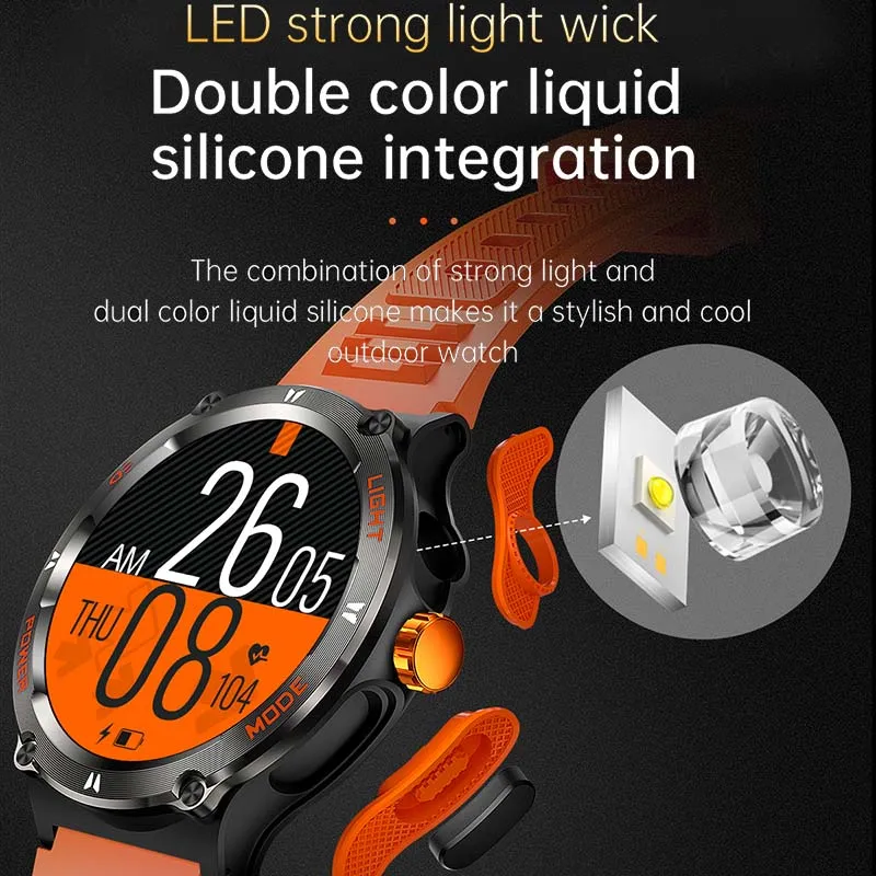 Premium Rugged Military Smartwatch for Men – 1.53" AMOLED, Bluetooth Call, GPS Tracker, 500mAh, 3ATM Waterproof, Outdoor Compass, Health Monitoring, Fitness Tracker