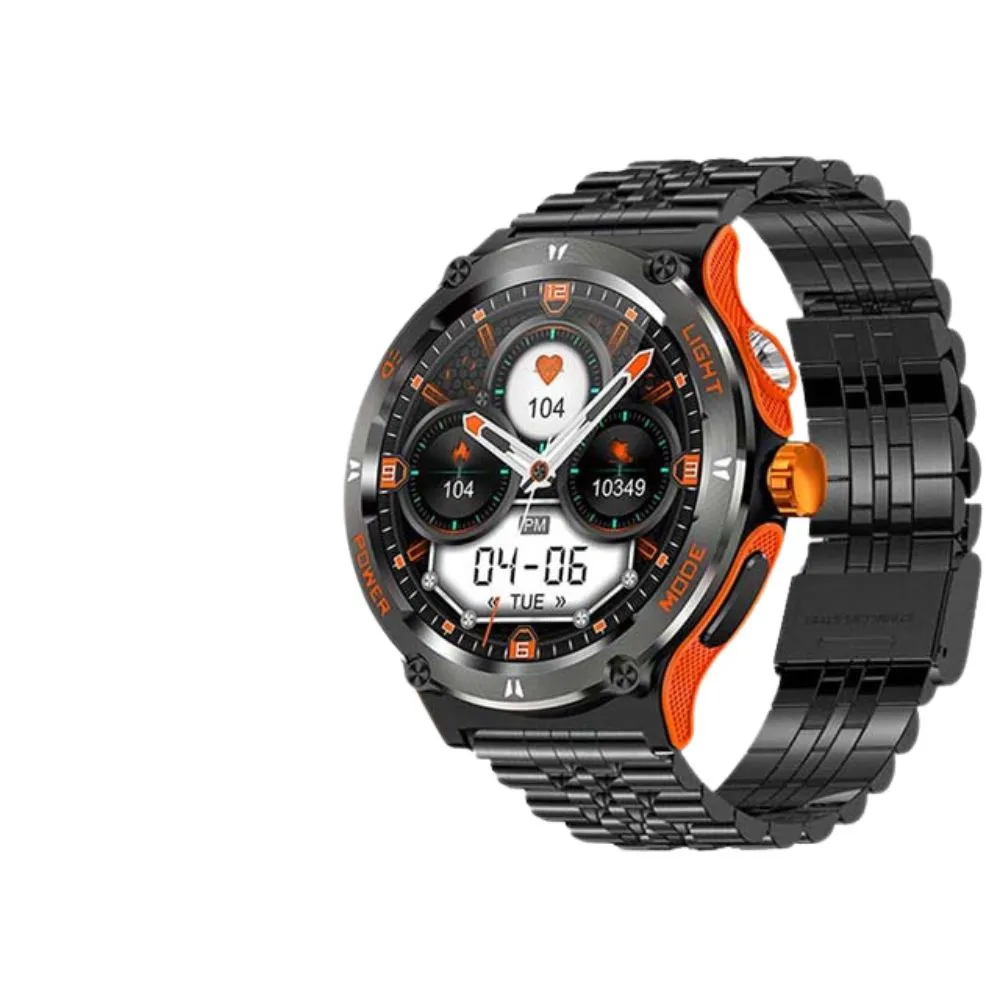 Premium Rugged Military Smartwatch for Men – 1.53" AMOLED, Bluetooth Call, GPS Tracker, 500mAh, 3ATM Waterproof, Outdoor Compass, Health Monitoring, Fitness Tracker