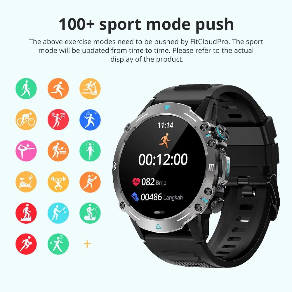 Premium Rugged Military Smartwatch for Men – 1.53" AMOLED, Bluetooth Call, GPS Tracker, 500mAh, 3ATM Waterproof, Outdoor Compass, Health Monitoring, Fitness Tracker