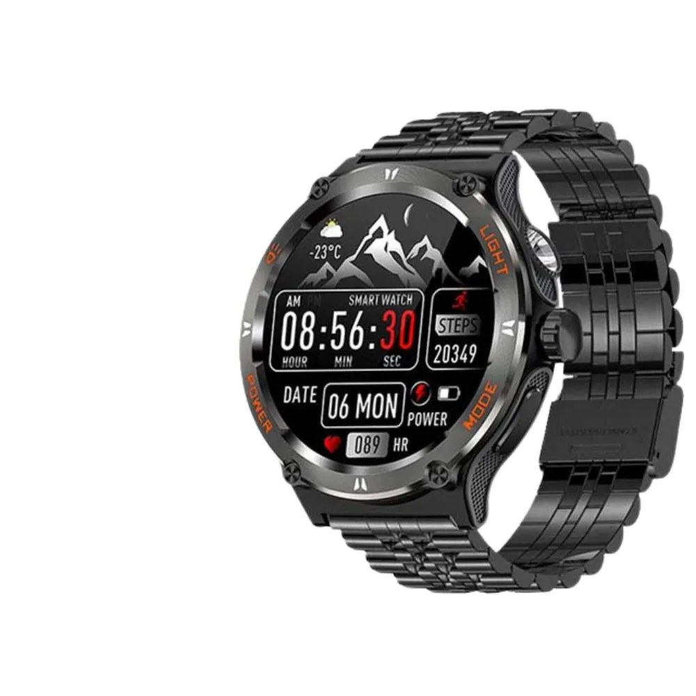 Premium Rugged Military Smartwatch for Men – 1.53" AMOLED, Bluetooth Call, GPS Tracker, 500mAh, 3ATM Waterproof, Outdoor Compass, Health Monitoring, Fitness Tracker