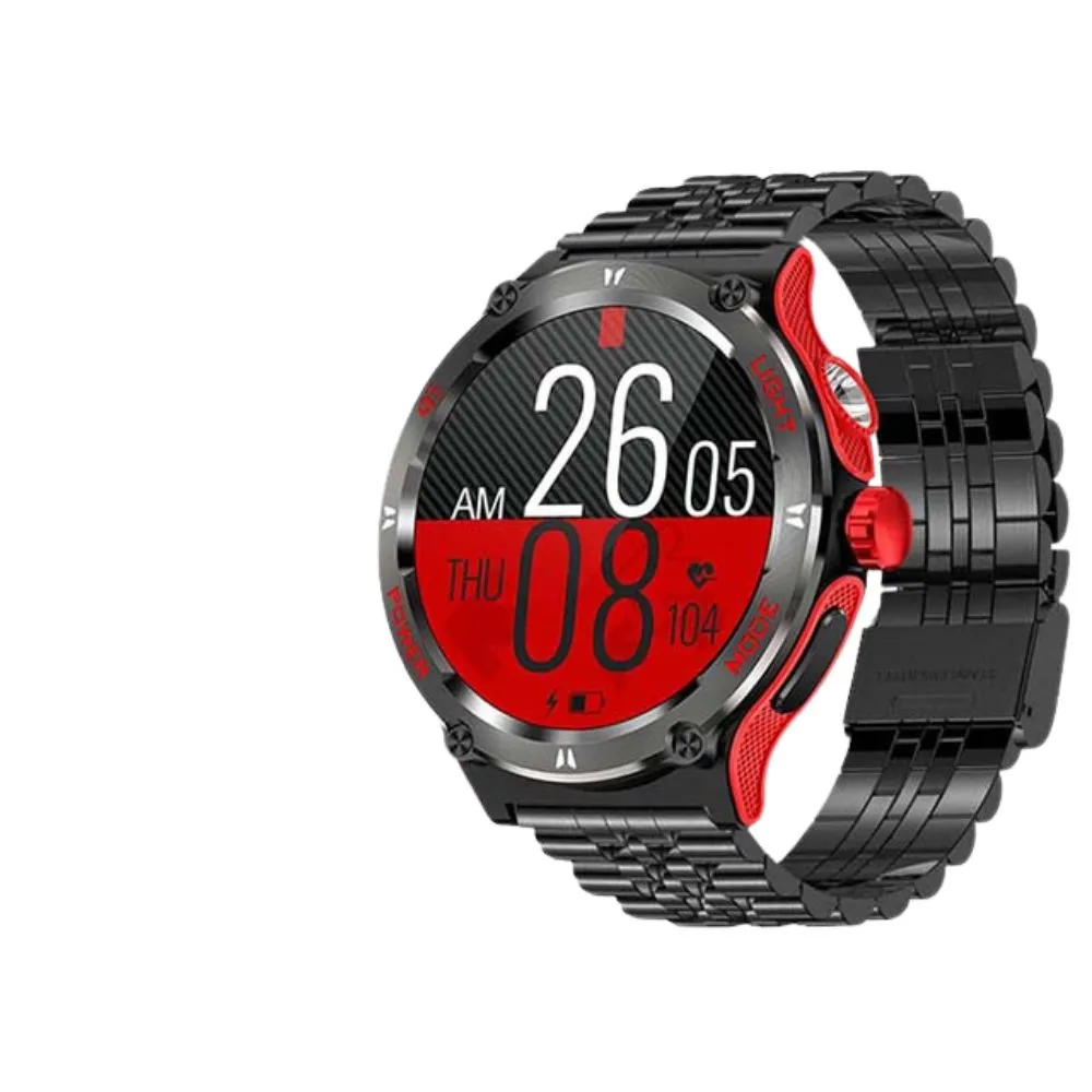 Premium Rugged Military Smartwatch for Men – 1.53" AMOLED, Bluetooth Call, GPS Tracker, 500mAh, 3ATM Waterproof, Outdoor Compass, Health Monitoring, Fitness Tracker