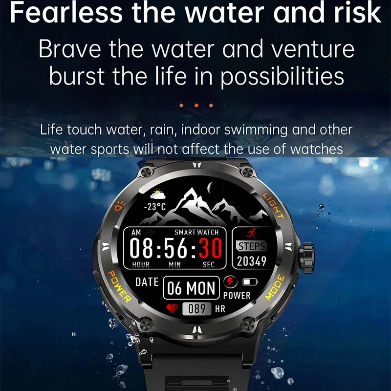Premium Rugged Military Smartwatch for Men – 1.53" AMOLED, Bluetooth Call, GPS Tracker, 500mAh, 3ATM Waterproof, Outdoor Compass, Health Monitoring, Fitness Tracker