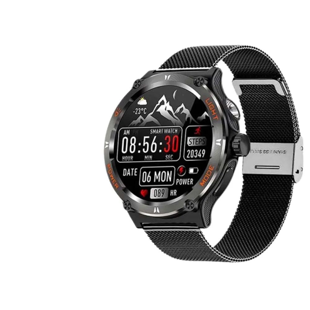 Premium Rugged Military Smartwatch for Men – 1.53" AMOLED, Bluetooth Call, GPS Tracker, 500mAh, 3ATM Waterproof, Outdoor Compass, Health Monitoring, Fitness Tracker