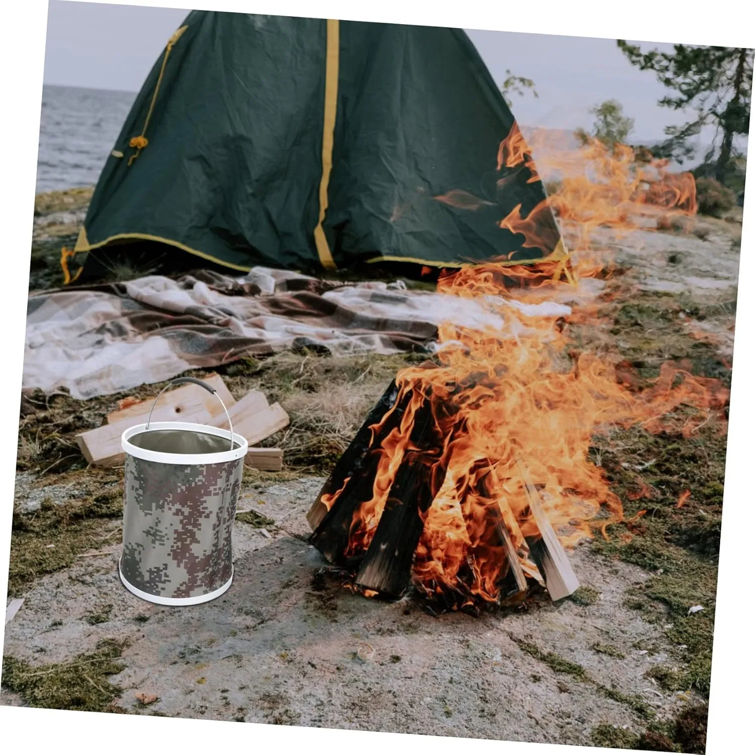 PRETYZOOM Collapsible Fabric Outdoor Water Storage Bucket 600d Oxford Cloth Portable for Hiking