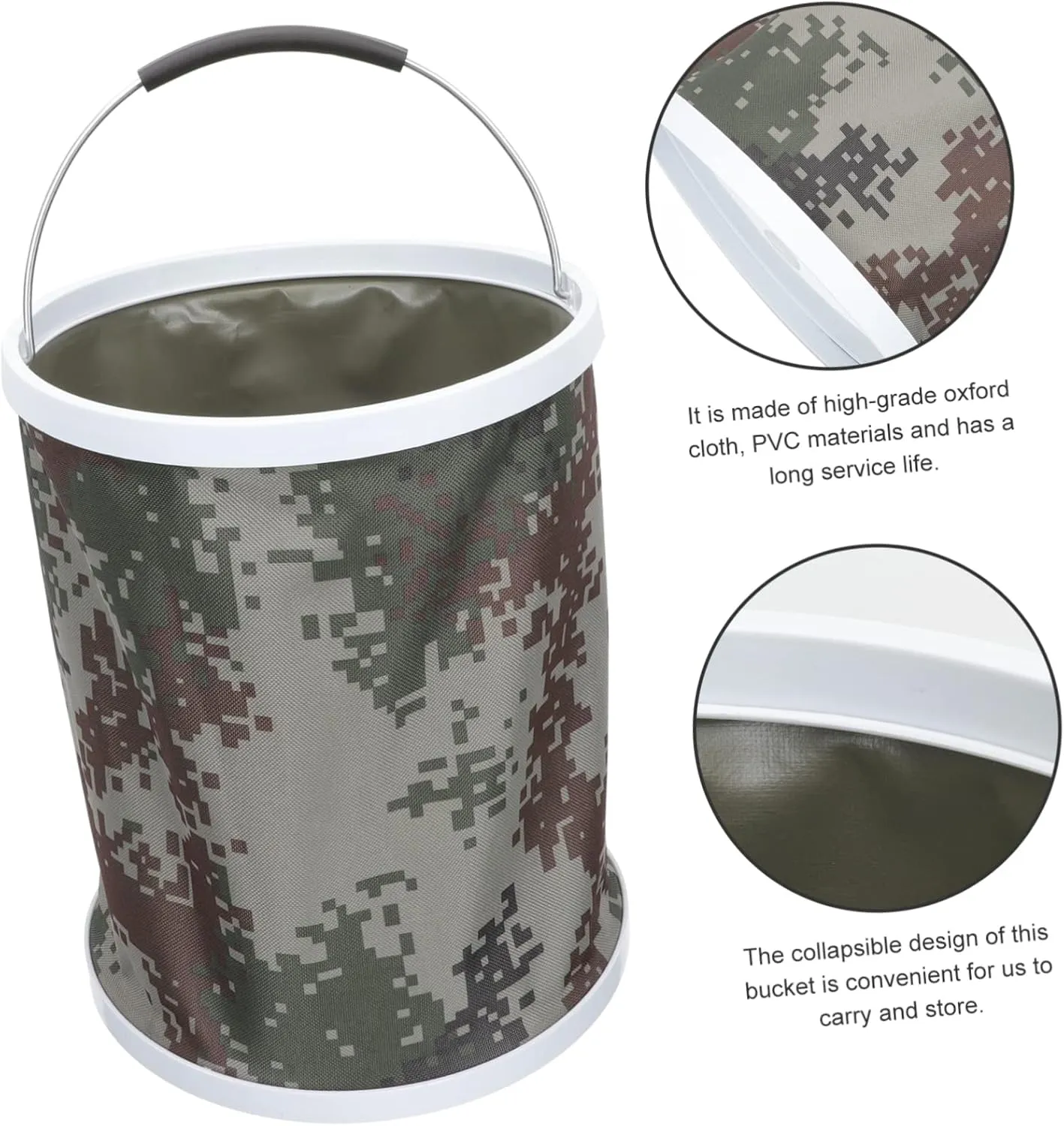 PRETYZOOM Collapsible Fabric Outdoor Water Storage Bucket 600d Oxford Cloth Portable for Hiking