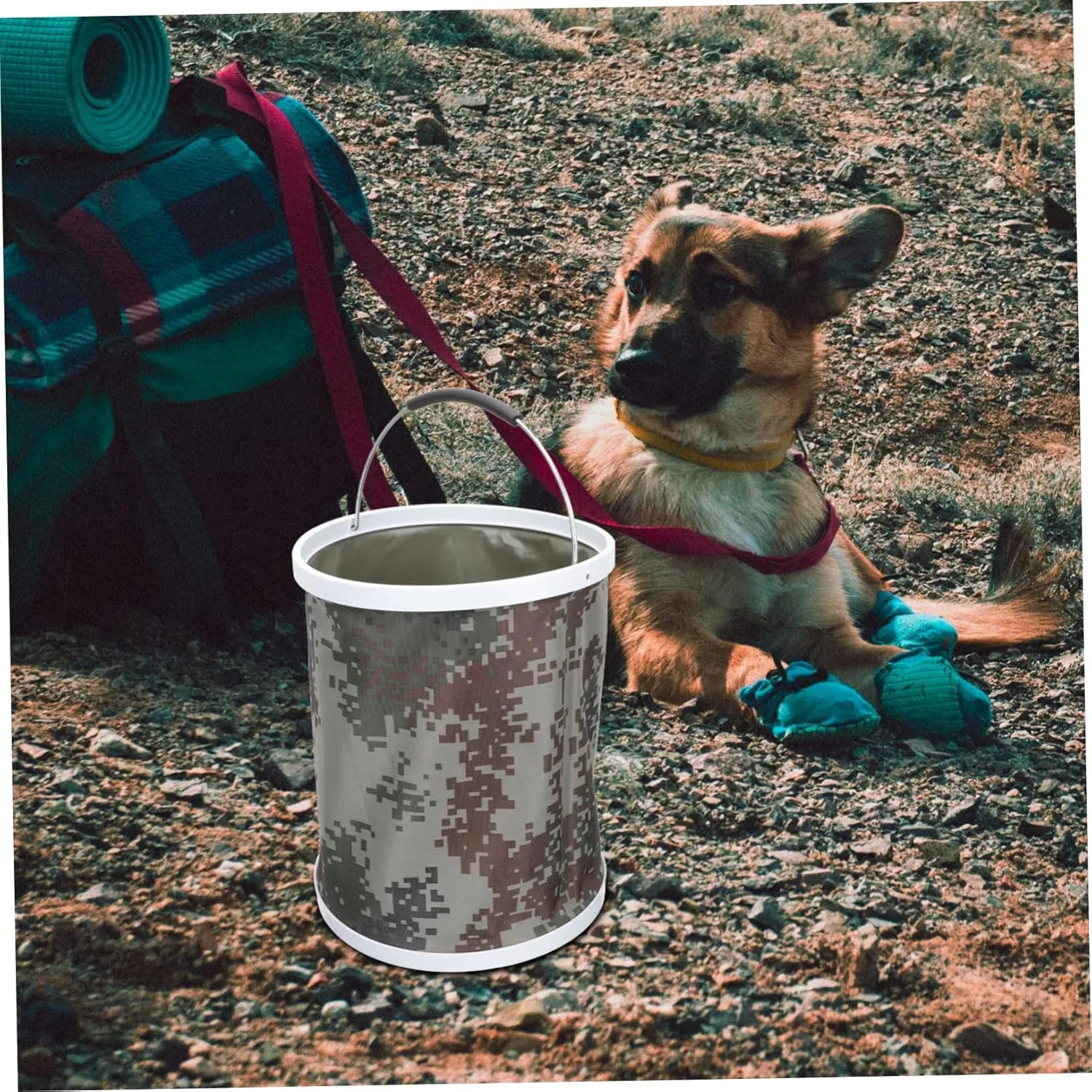PRETYZOOM Collapsible Fabric Outdoor Water Storage Bucket 600d Oxford Cloth Portable for Hiking