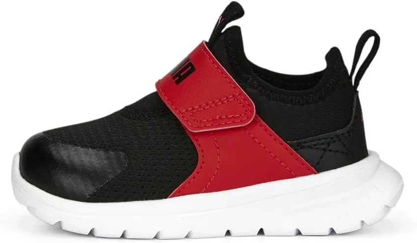 PUMA Unisex-Child Shoes Evolve Slip On Sneaker, Black-for All Time Red-White, 2 US Little Kid