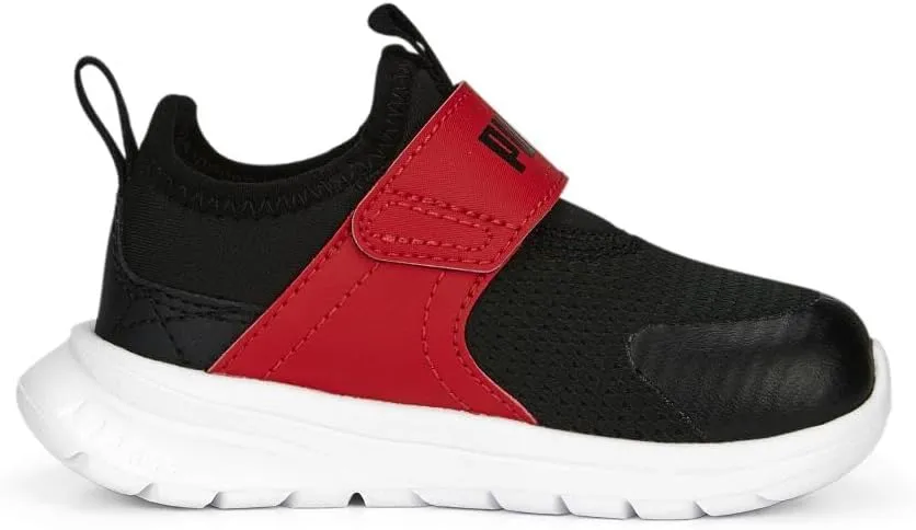 PUMA Unisex-Child Shoes Evolve Slip On Sneaker, Black-for All Time Red-White, 2 US Little Kid