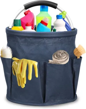 Qivine 17L Foldable Cleaning Caddy with Handle - Portable Cleaning Bucket Organiser for Storing Towels