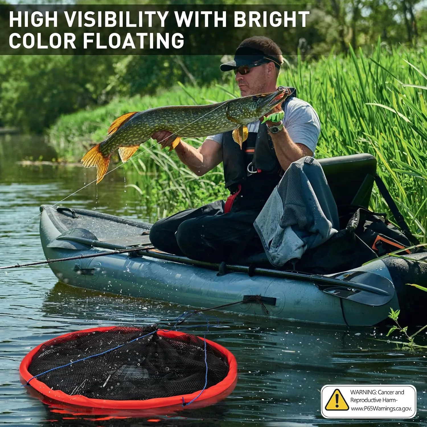 QualyQualy Floating Fish Basket 41/73 Gallons Extra Large for Live Caught, Fully Foldable Fishing Net Holder for Bait Live Well Collapsible Mesh Fishing Holder Cage