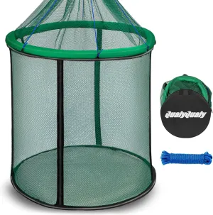 QualyQualy Floating Fish Basket 41/73 Gallons Extra Large for Live Caught, Fully Foldable Fishing Net Holder for Bait Live Well Collapsible Mesh Fishing Holder Cage