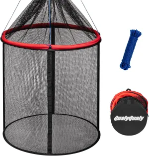 QualyQualy Floating Fish Basket 41/73 Gallons Extra Large for Live Caught, Fully Foldable Fishing Net Holder for Bait Live Well Collapsible Mesh Fishing Holder Cage