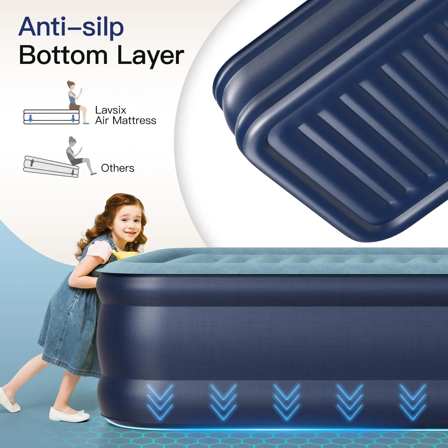 Queen Air Mattress 18” with Built in Pump, 2 Mins High Speed Inflation Luxury Auto Stop Pump Blow Up Mattress Comfort Air Bed, Colchones Inflables