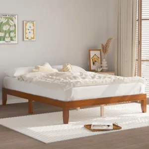 Queen Bed Frames,Wood Bed Frames,Wood Platforms Bed with Wooden Slats Support,Mattress Foundation,No Box Spring Needed,Easy Assembly,Queen,Pine