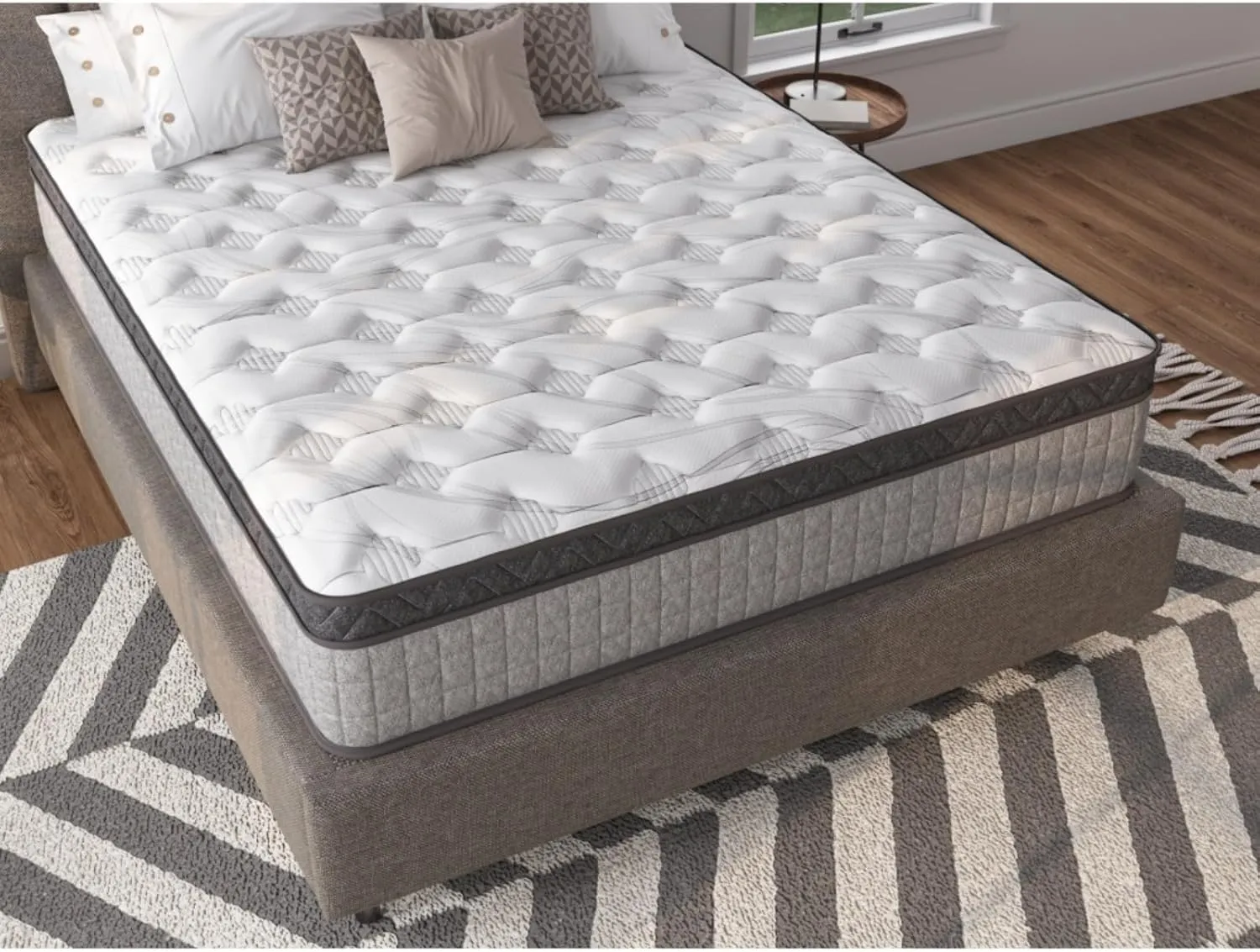 Queen Bed Mattress, Diamond Innerspring Hybrid and Cooling Gel Memory Foam Mattress, Pressure Relief, and Motion Isolation, CertiPUR-US and Oeko TEX Certified(Queen,10 Inch)