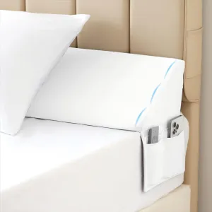 Queen Bed Wedge Pillow for Headboard, Bed Gap Filler, Triangle Pillow Wedge for Headboard Gap, Bolster Pillows for Beds, Anti-Slip Mattress Wedge Gap Filler, 60"×10"×6", White