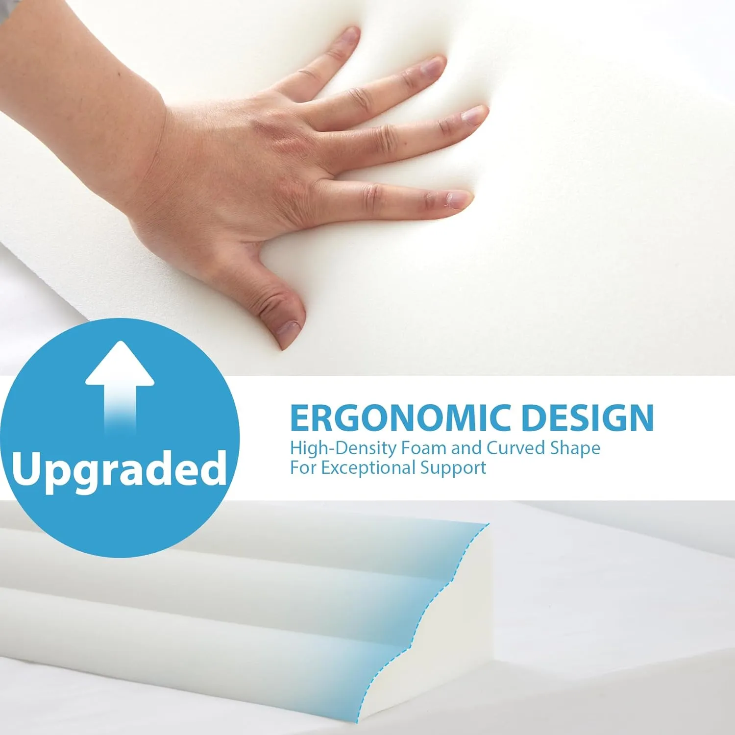 Queen Bed Wedge Pillow for Headboard, Bed Gap Filler, Triangle Pillow Wedge for Headboard Gap, Bolster Pillows for Beds, Anti-Slip Mattress Wedge Gap Filler, 60"×10"×6", White