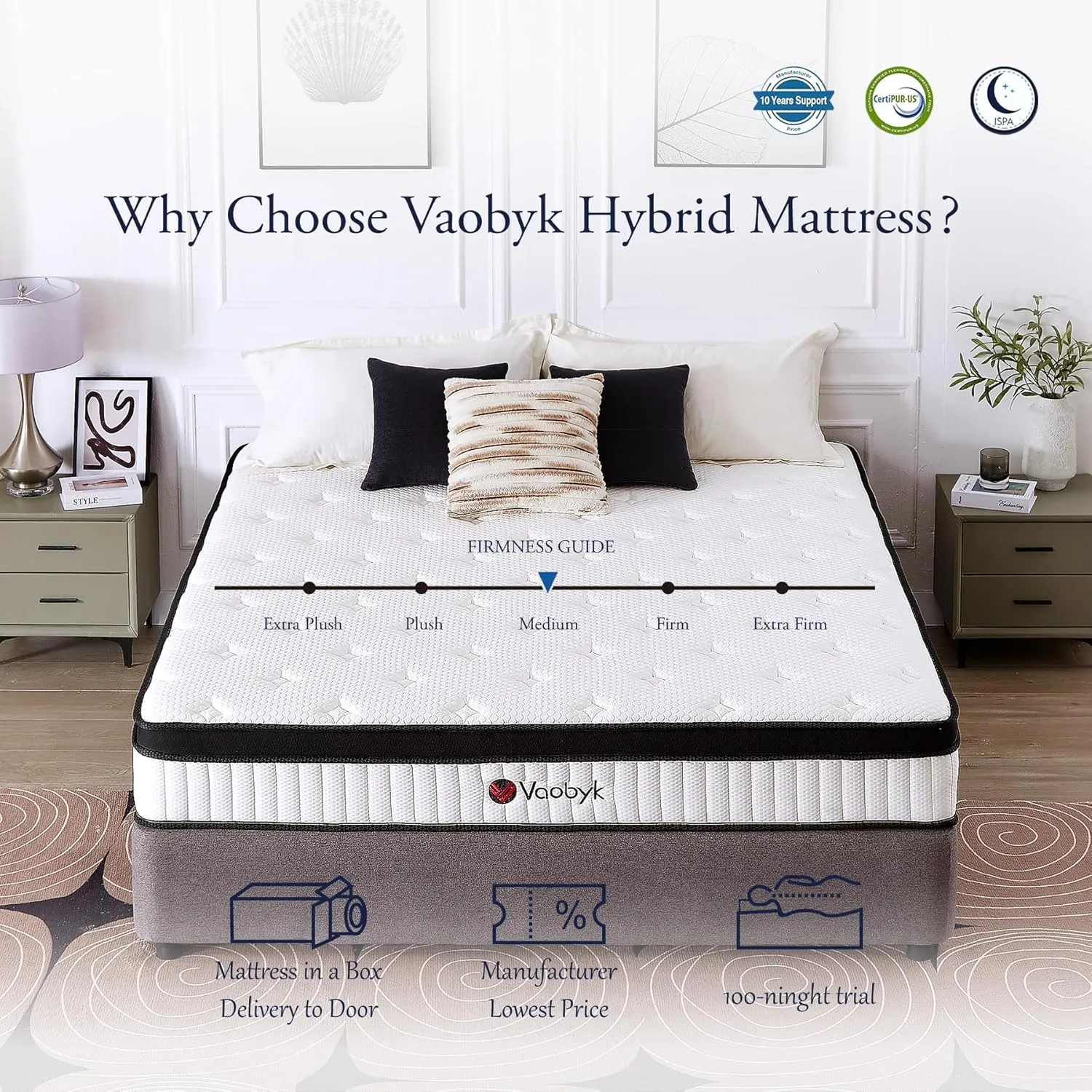 Queen Mattress, 10 inch Hybrid Queen Size Mattresses in a Box, Memory Foam Mattress with Pocket Springs, Pressure Relief & Motion Isolation, CertiPUR-US Certified, Medium Firm