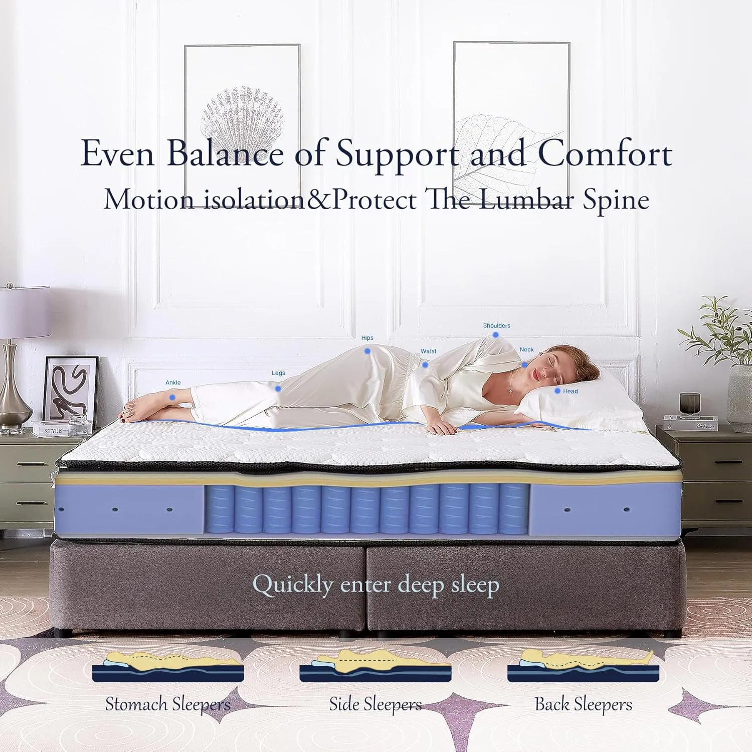 Queen Mattress, 10 inch Hybrid Queen Size Mattresses in a Box, Memory Foam Mattress with Pocket Springs, Pressure Relief & Motion Isolation, CertiPUR-US Certified, Medium Firm