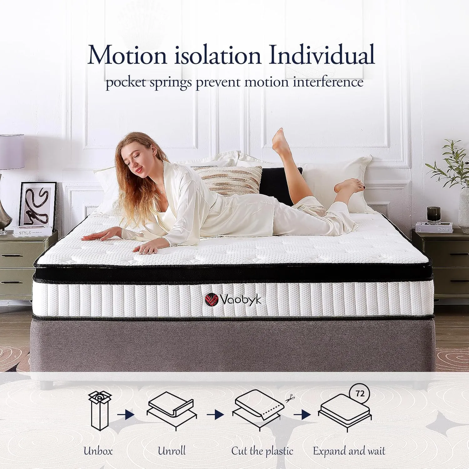 Queen Mattress, 10 inch Hybrid Queen Size Mattresses in a Box, Memory Foam Mattress with Pocket Springs, Pressure Relief & Motion Isolation, CertiPUR-US Certified, Medium Firm