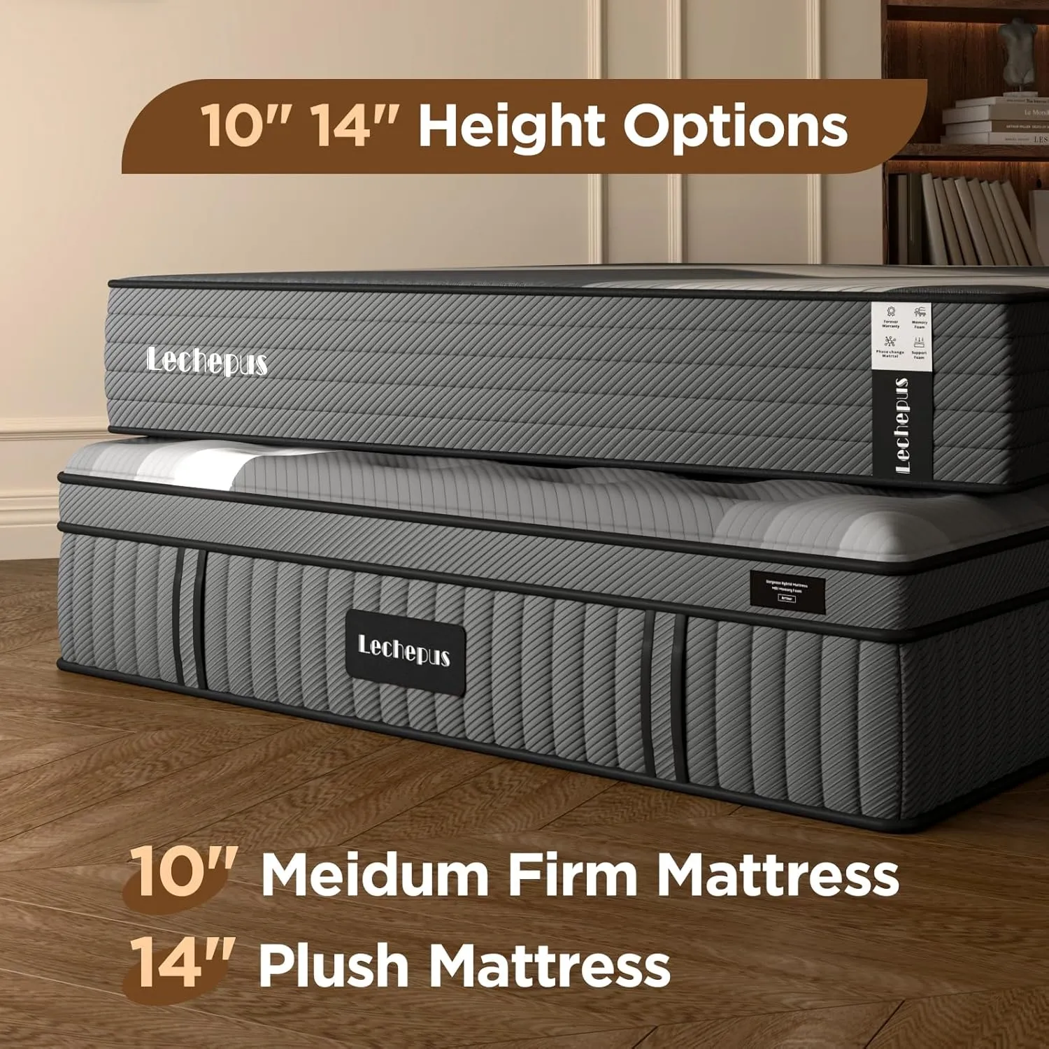 Queen Mattress, 10 Inch Medium Firm Hybrid Mattress in a Box, Supportive Memory Foam and Pocket Coil Queen Size for Back Support,Pressure Relife, Motion Isolation, No Fiberglass
