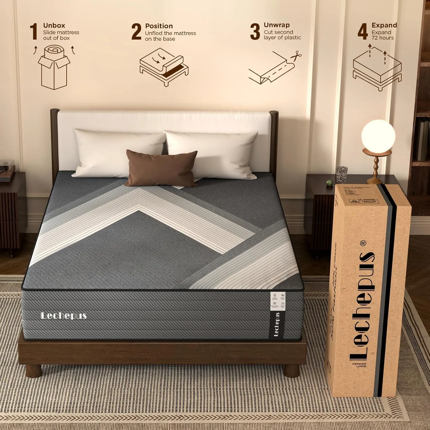 Queen Mattress, 10 Inch Medium Firm Hybrid Mattress in a Box, Supportive Memory Foam and Pocket Coil Queen Size for Back Support,Pressure Relife, Motion Isolation, No Fiberglass