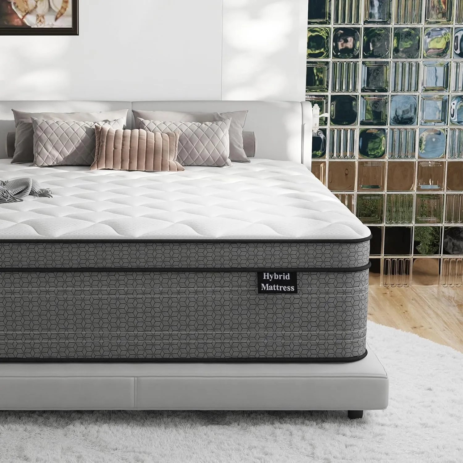 Queen Mattress, 10 Inch Medium Plush Hybrid Queen Size Mattresses, Individual Pocket Coil for Motion Isolation, Pressure Relief, CertiPUR-US