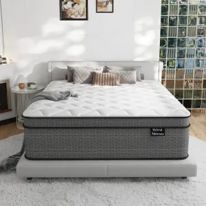 Queen Mattress, 12 Inch Hybrid Queen Bed Mattress in a Box, Medium Plush, Gel Memory Foam and Individual Pocket Spring for Pressure Relief, Edge Support, CertiPUR-US