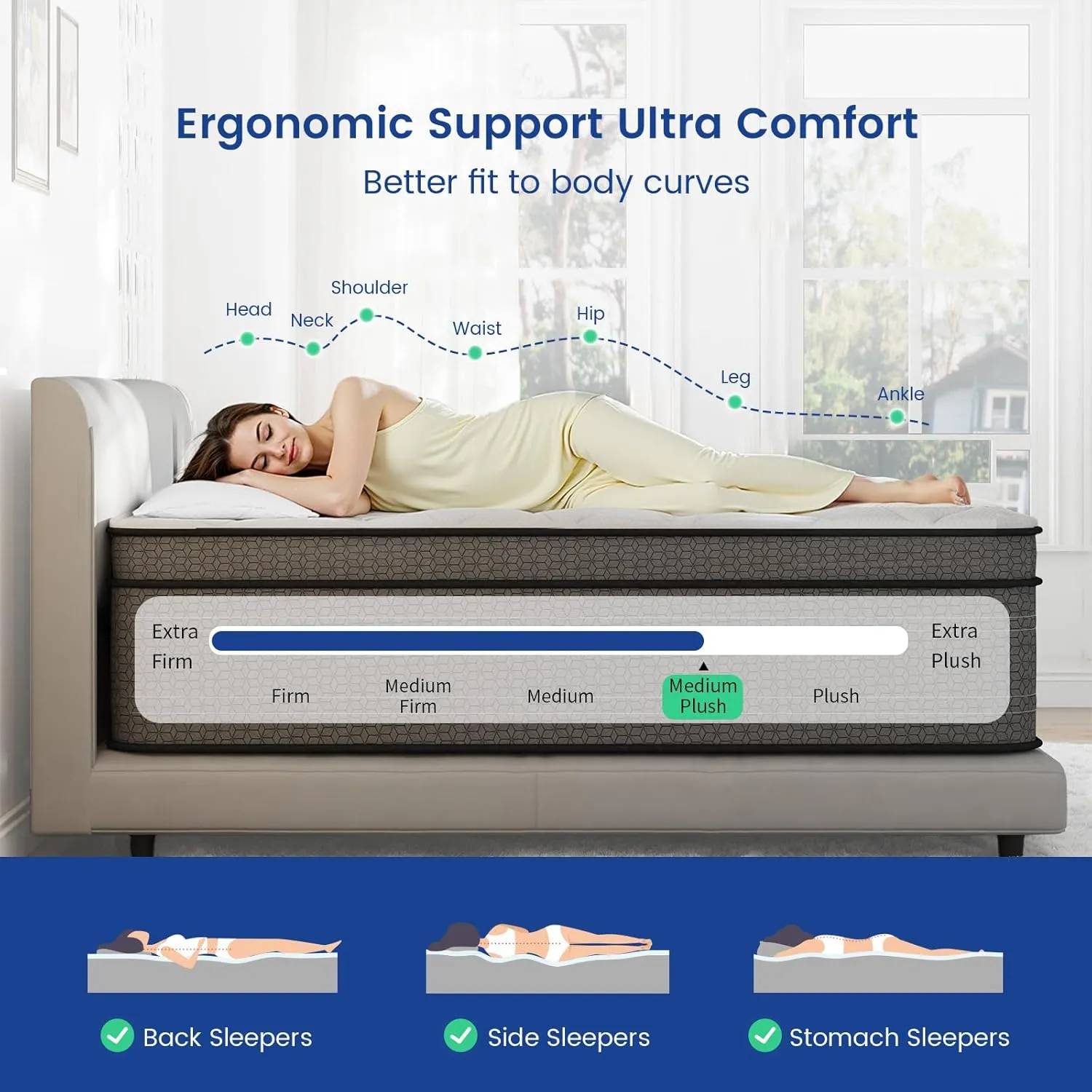 Queen Mattress, 12 Inch Hybrid Queen Bed Mattress in a Box, Medium Plush, Gel Memory Foam and Individual Pocket Spring for Pressure Relief, Edge Support, CertiPUR-US