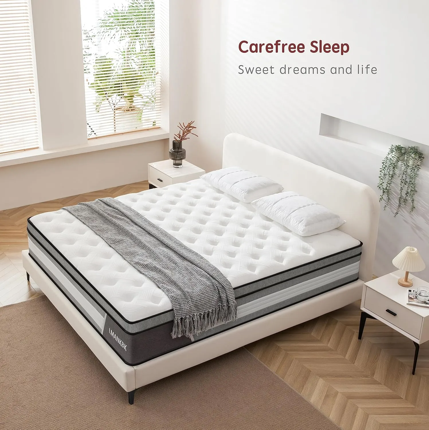 Queen mattress, 12 Inch Innerspring Hybrid Mattresses in a Box with Gel Memory Foam, Individually Wrapped Encased Coil Pocket Spring Mattress, Pressure Relief, Medium Firm Support, 60"*80"*12"