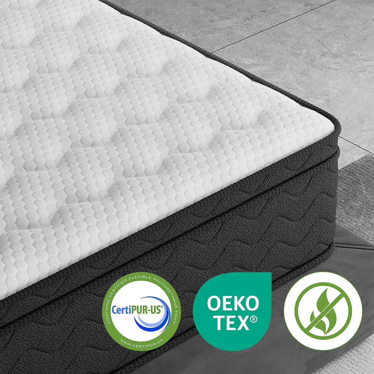 Queen Mattress, 12 Inch Mattress Queen Size, Hybrid Matress in a Box, Memory Foam & Medium Firm Support, Oeko-TEX & CertiPUR-US Certified, Pressure Relief, Cool & Breathable