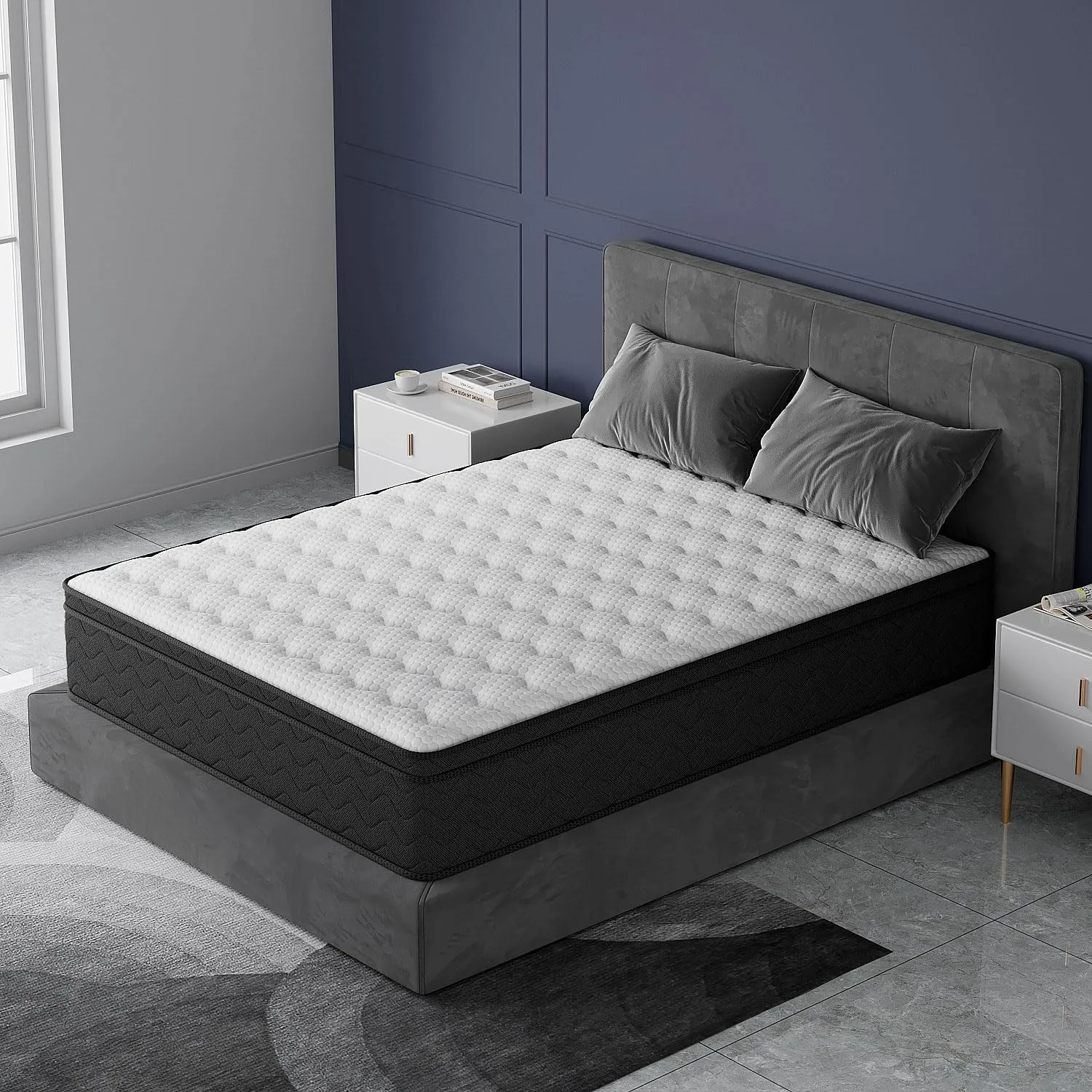 Queen Mattress, 12 Inch Mattress Queen Size, Hybrid Matress in a Box, Memory Foam & Medium Firm Support, Oeko-TEX & CertiPUR-US Certified, Pressure Relief, Cool & Breathable
