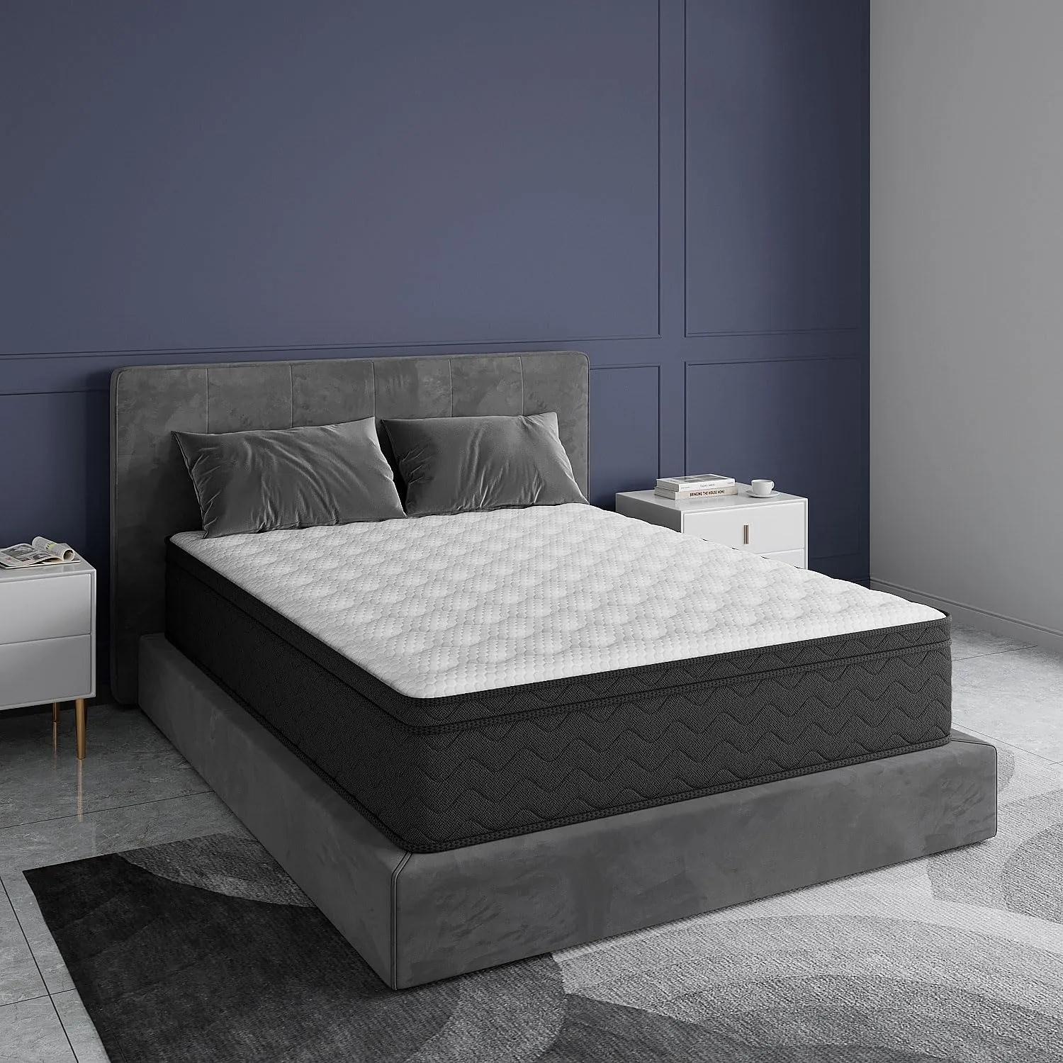 Queen Mattress, 12 Inch Mattress Queen Size, Hybrid Matress in a Box, Memory Foam & Medium Firm Support, Oeko-TEX & CertiPUR-US Certified, Pressure Relief, Cool & Breathable