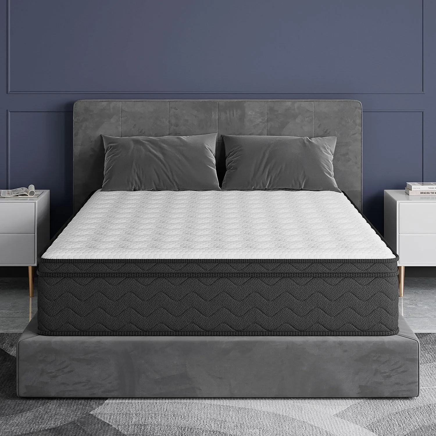 Queen Mattress, 12 Inch Mattress Queen Size, Hybrid Matress in a Box, Memory Foam & Medium Firm Support, Oeko-TEX & CertiPUR-US Certified, Pressure Relief, Cool & Breathable