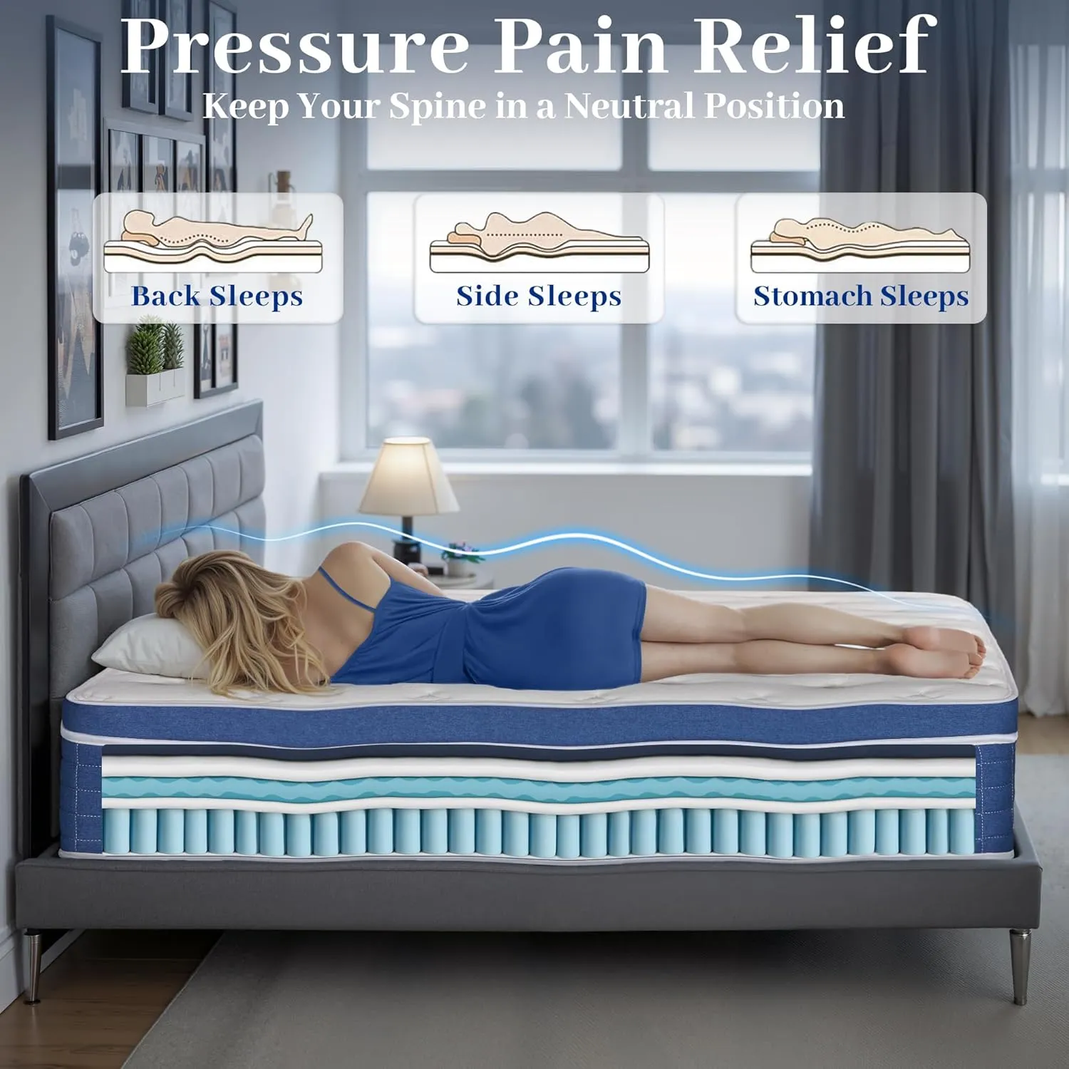 Queen Mattress 12 Inch, Memory Foam Hybrid Mattress in A Box, Queen Size Mattresses with Individually Pocket Spring for Pressure Relief Strong Edge Support Motion Isolation Medium Firm 180 Night Trial