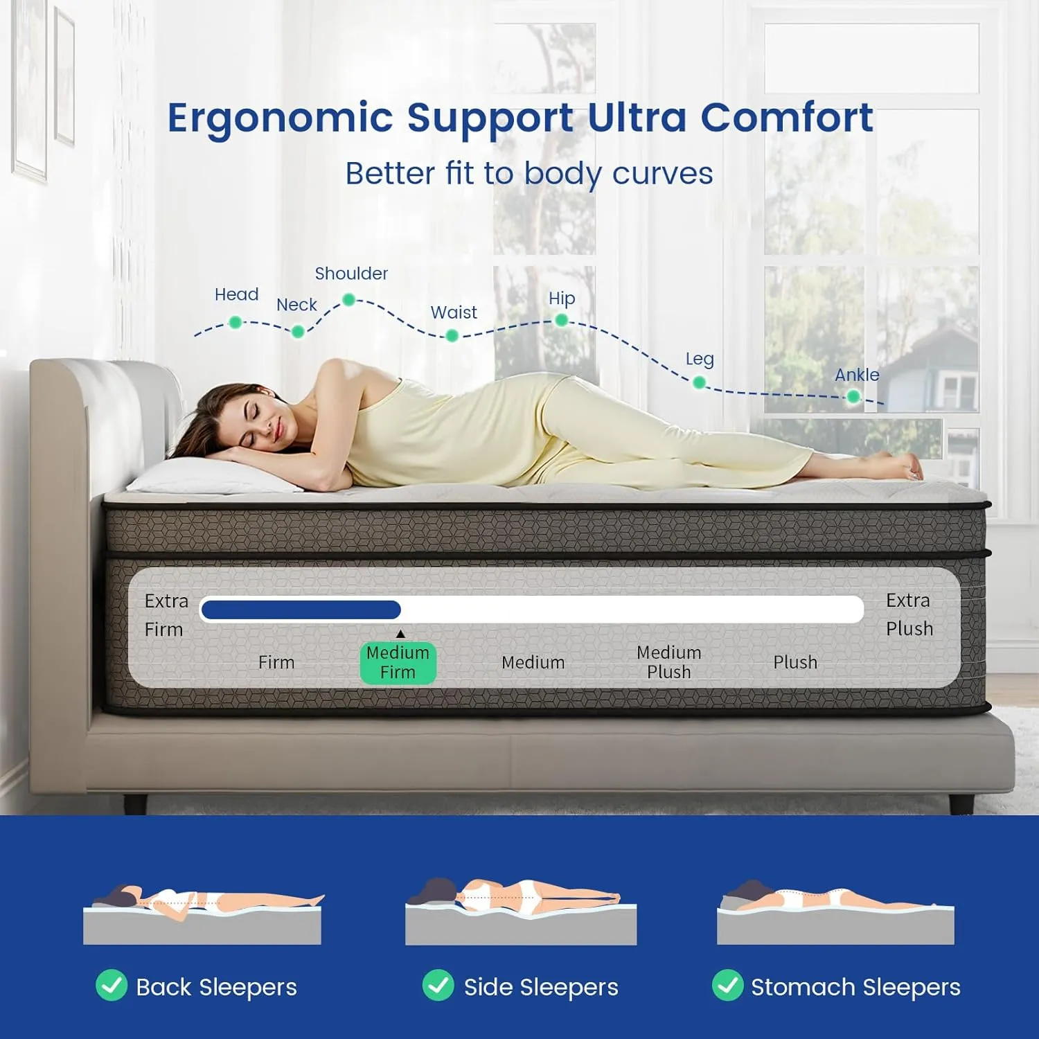 Queen Mattress, 14 Inch Hybrid Queen Bed Mattress in a Box, Medium Firm, Gel Memory Foam and Individual Pocket Spring for Pressure Relief, Edge Support, CertiPUR-US