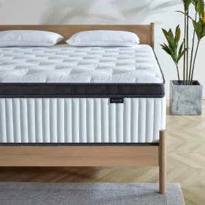 Queen Mattress, 14 Inch Innerspring Hybrid Mattress in a Box with Gel Memory Foam, Individually Wrapped Encased Coil Pocket Spring Mattress, Pressure Relief, Medium Firm Support, 60"*80"*14"