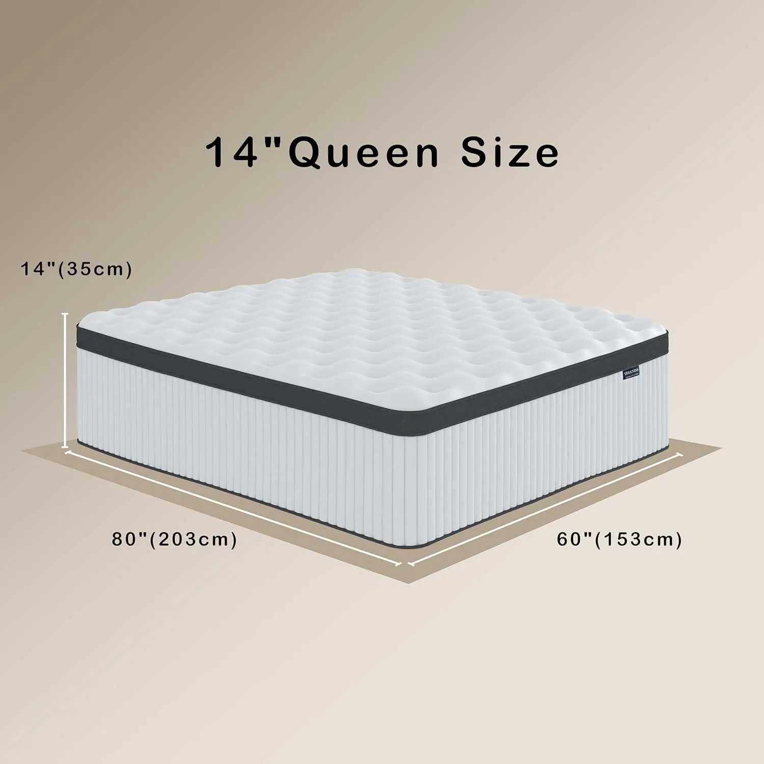 Queen Mattress, 14 Inch Innerspring Hybrid Mattress in a Box with Gel Memory Foam, Individually Wrapped Encased Coil Pocket Spring Mattress, Pressure Relief, Medium Firm Support, 60"*80"*14"