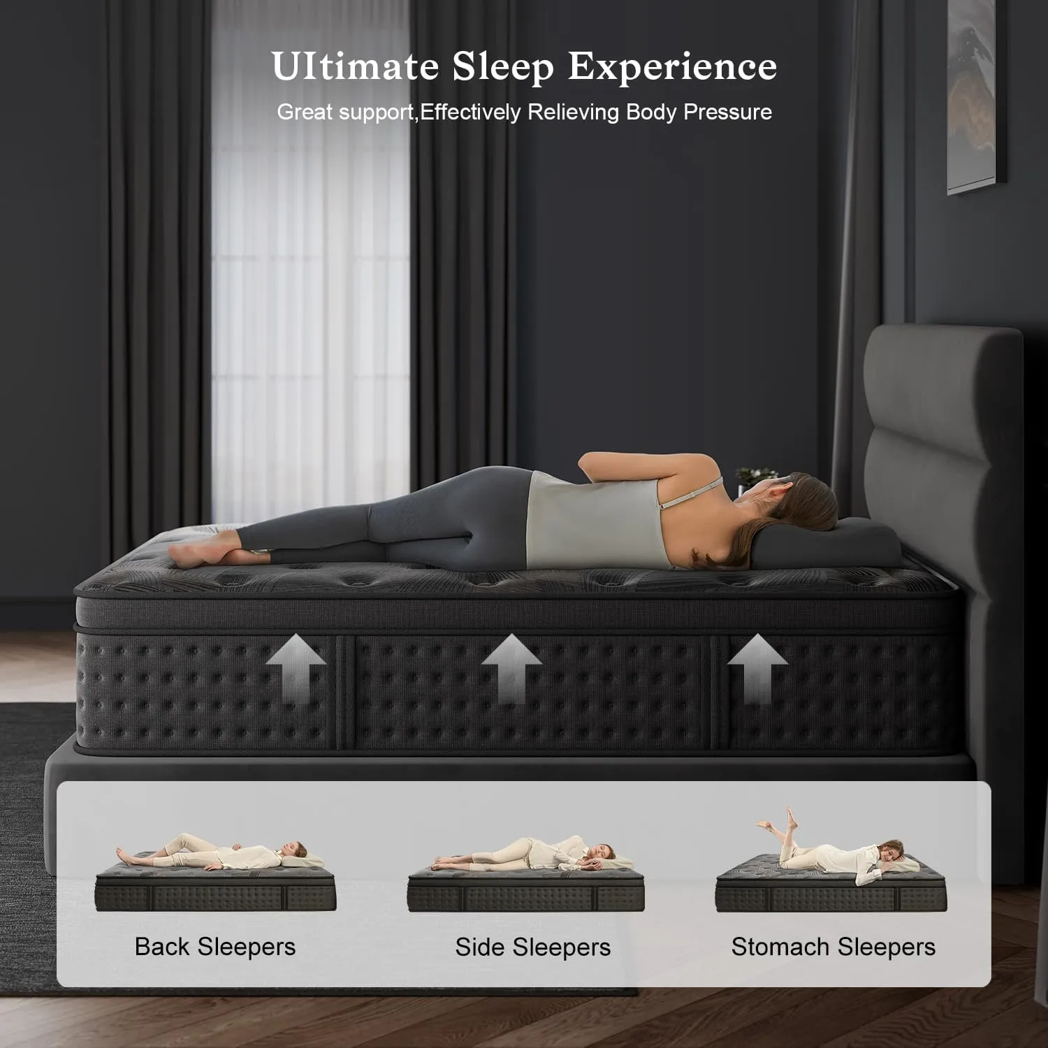 Queen Mattress,10 Inch Hybrid Queen Mattresses with Memory Foam & Pocket Spring,Superior Hybrid Mattress with Gel Memory Foam or Back & Lumbar Support,100 Night Trial, Fiberglass Free.