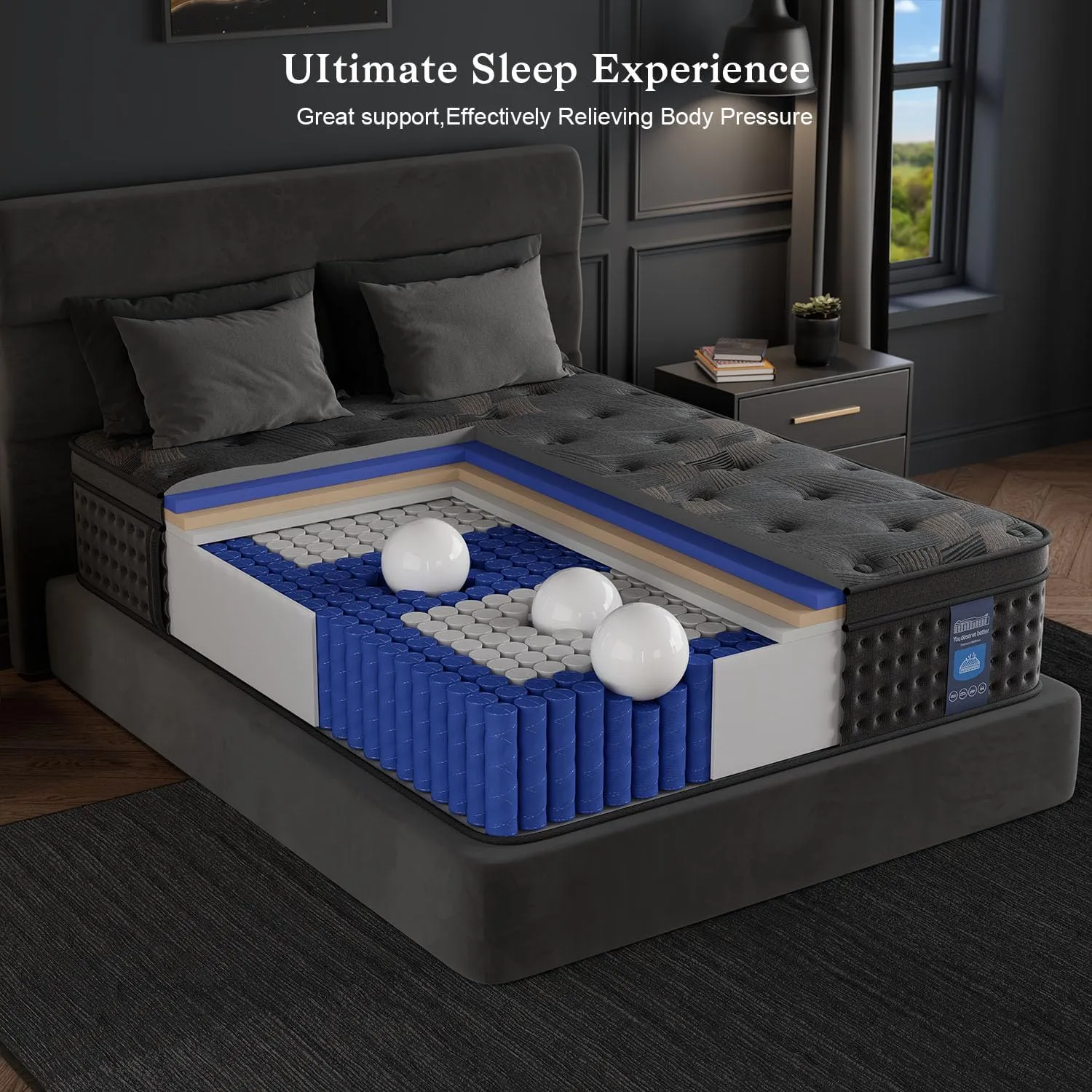 Queen Mattress,10 Inch Hybrid Queen Mattresses with Memory Foam & Pocket Spring,Superior Hybrid Mattress with Gel Memory Foam or Back & Lumbar Support,100 Night Trial, Fiberglass Free.